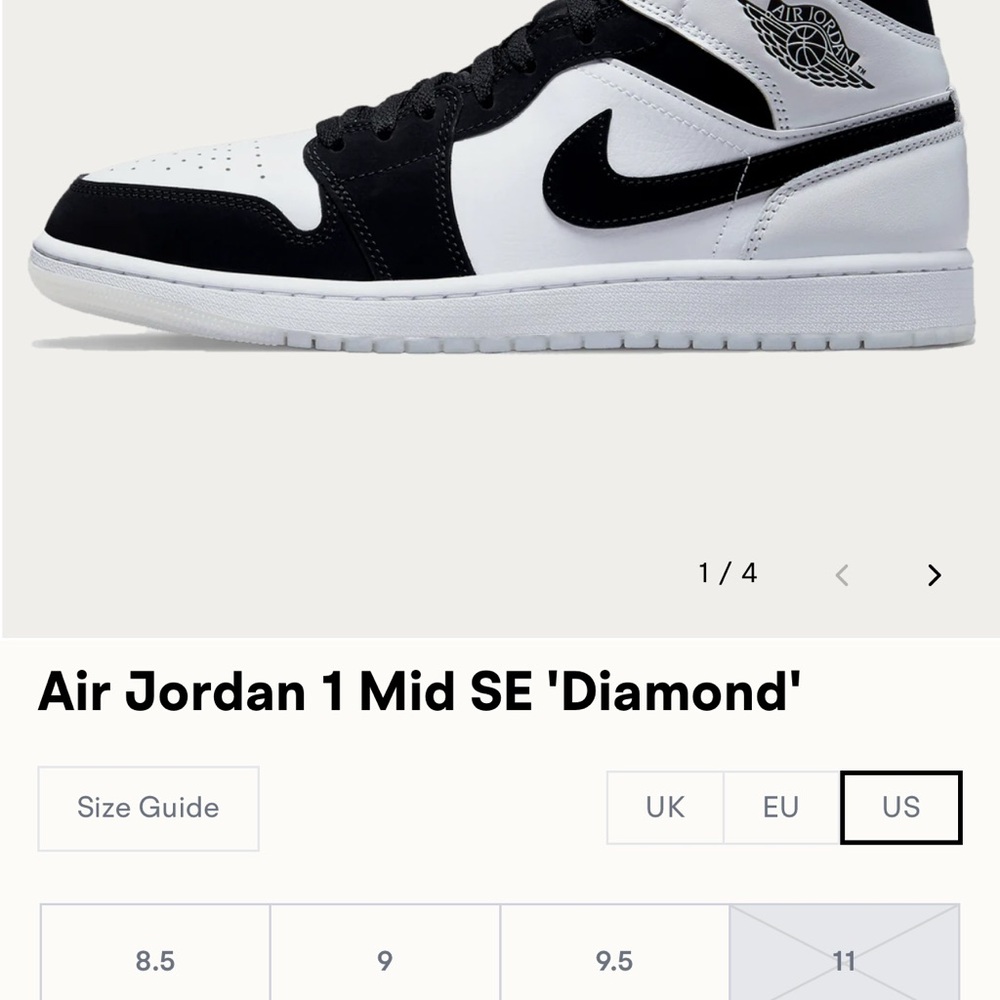 Air Jordan 1 Mid SE 'Diamond' Sneakers